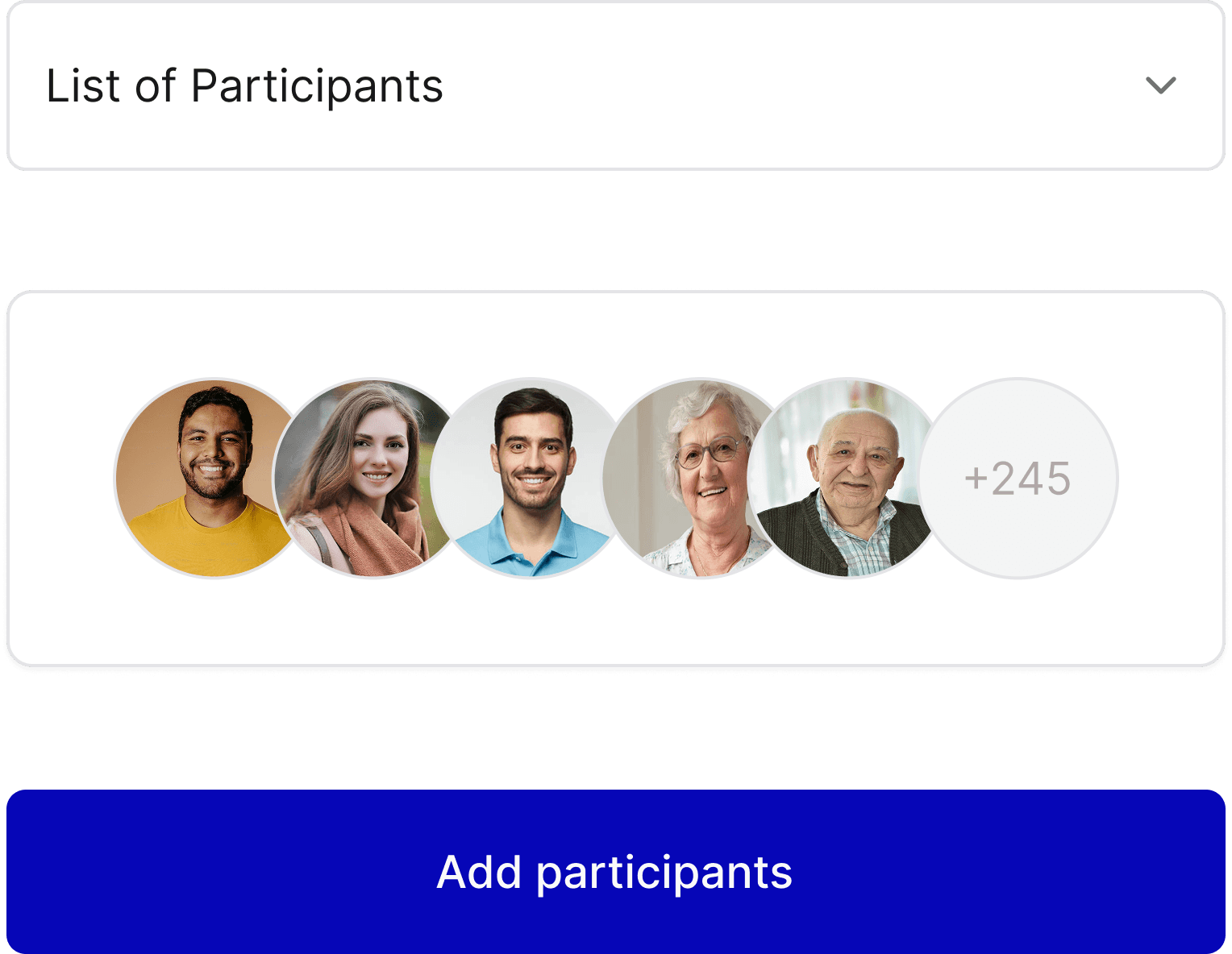 Recruit participants interface