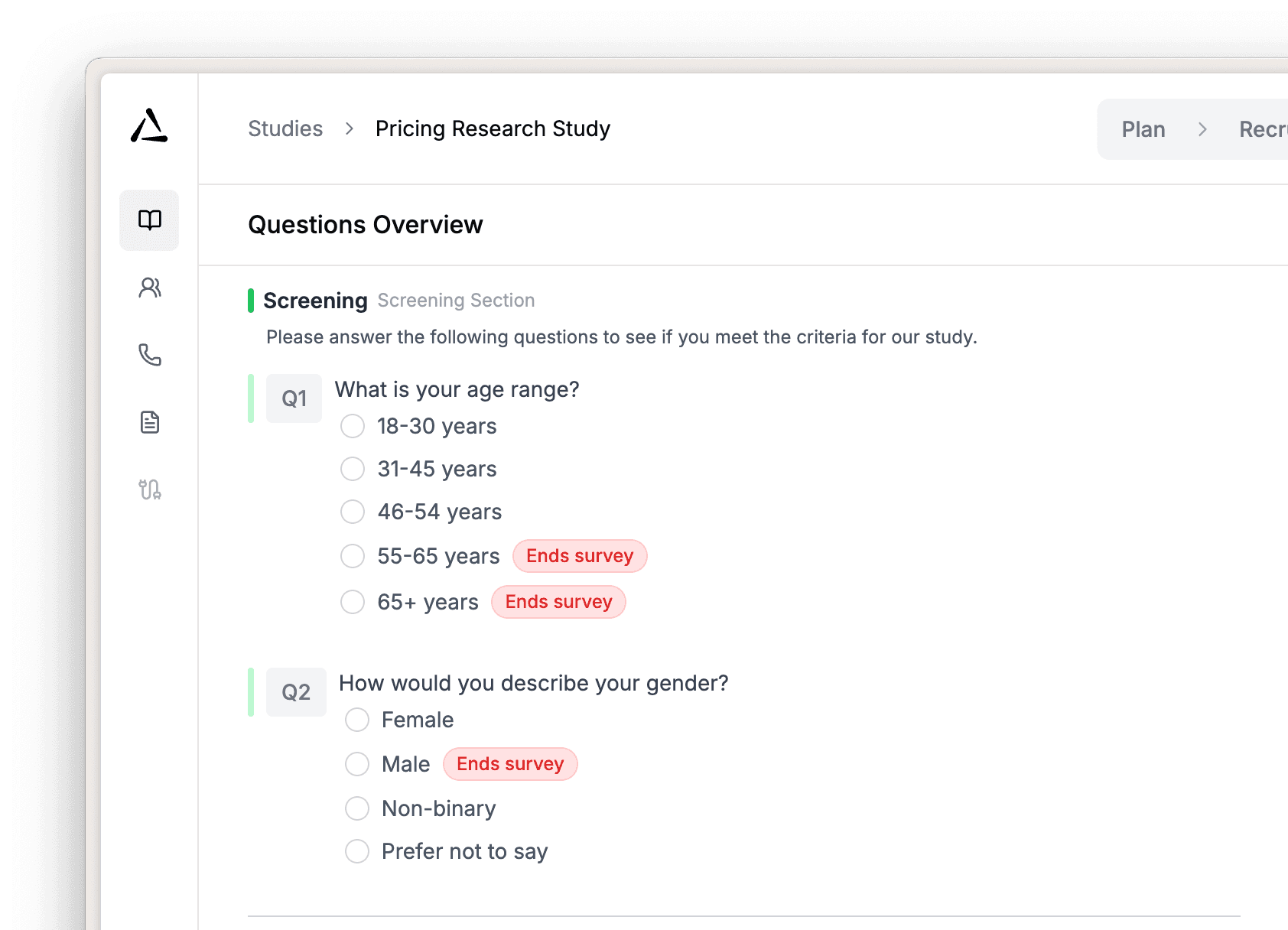 Screening and verifying every participant